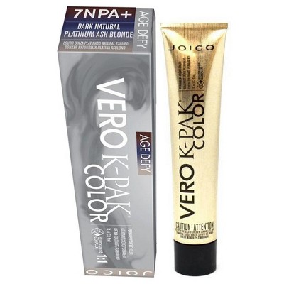 Joico Vero K-Pak Age Defy Permanent Color 7NPA+, Dark Natural Platinum Ash Blonde, 2.5 oz