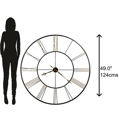 Oversized Antique Gold and Black Metal Wall Clock