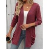 Coolmee Womens Long Sleeve Lightweight Open Front V-Neck Casual Cardigan Sweaters Outerwear with Pockets - 3 of 4