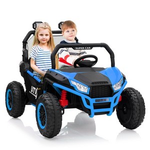 Ride On Car Utv, 24V 2 Seater, Off-Road Kids Electric Vehicles with Metal Frame, 3 Speeds for Boys and Girls - 1 of 4