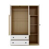 TIRAMISUBEST 3 Door Wooden Storage Wardrobe for Dedroom with Shelves and 2 Drawers - Mobile Lateral Filing Cabinet, Locking Wheels, Adjustab - 2 of 4