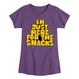Girls' - Instant Message - I'm Just Here For The Snacks Fitted Short Sleeve Graphic T-Shirt - 1 of 4