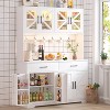 Vipbear white minimalist food storage cabinet, with glass cabinet doors, features 8 spacious storage zones and 2 drawers. - 2 of 4