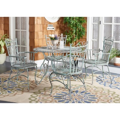 Thessaly Antique Green Iron 5-Piece Outdoor Dining Set