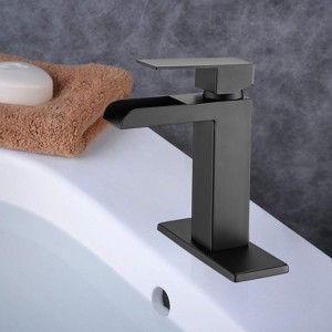 Gulches Bathroom Faucet Single Handle Bathroom Sink Faucets 1 or 3 Hole Solid Vanity Faucet with Deck Plate & Overflow Pop Up Drain Matte, Black - 1 of 4
