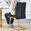FURNIinspire Dining Chairs Luxury Simple Arch Chair, Set of 2 Dining Chairs with Metal Gold Leg And PU Cushion, Black, 17"*22"*39" - 2 of 4