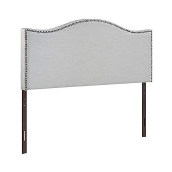 Modway Curl Linen Fabric Upholstered Full Headboard with Nailhead Trim and Curved Shape in Gray
