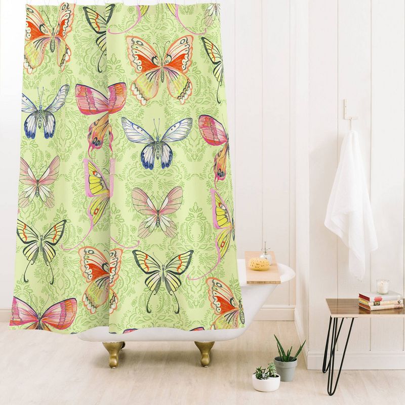 Deny Designs Pimlada Phuapradit Pastel Butterflies Shower Curtain, 3 of 4