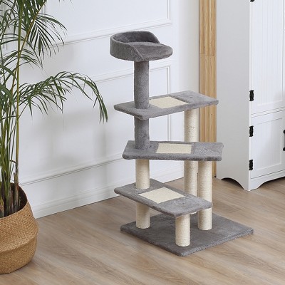 Gray Sisal 5-Level Cat Tree with Perches and Scratcher