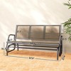 3-Person Outdoor Patio Glider Bench, Porch Glider Swing with 3 Seats, Breathable Mesh Fabric, Metal Frame - 3 of 4