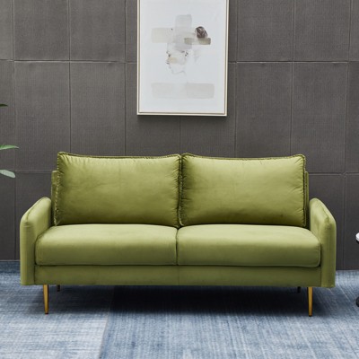 Velvet Loveseat Modern Sofa Tufted Couch with Metal Legs for Living Room, Office