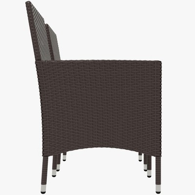 Dark Coffee Rattan Wicker Outdoor Dining Chairs with Cream Cushions