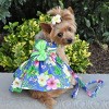 Doggie Design Blue Lagoon Hawaiian Hibiscus Dog Dress with Matching Leash - 3 of 4