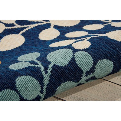 Navy and Ivory Botanical Indoor/Outdoor Area Rug 2'6" x 4'