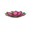 Evergreen 18" Hand Painted and Embossed Shaped Bird Bath, Pink Flower- - 3 of 4
