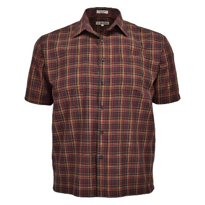Foxfire Men's Short Sleeve Two Pocket Plaid Sport Shirt | Wine Medium ...