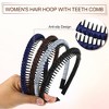 Unique Bargains Women's Teeth Comb Headbands Black Deep Blue 4 Pcs - 4 of 4