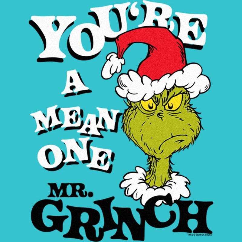 Girl's Dr. Seuss Christmas The Grinch You're a Mean One Portrait T-Shirt, 2 of 5