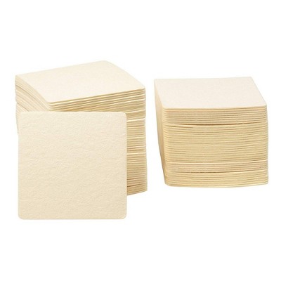 Genie Crafts Blank Coasters - 150-Pack Square Cardboard Paper Coasters, Absorbent Plain