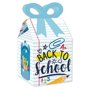 Big Dot of Happiness Back to School - Square Favor Gift Boxes - First Day of School Classroom Decorations Bow Boxes - Set of 12 - 1 of 4