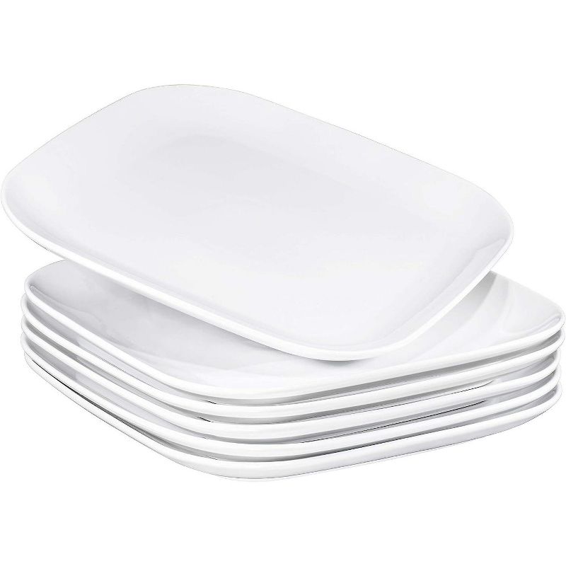 Bruntmor 10" Cute Square White Ceramic Salad Plate For Kitchen Plate, Set of 6, White, 1 of 6