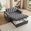 TiramisuBest 65" Light Grey Velvet 3-in-1 Sofa Bed, Foldable Double Sofa with Adjustable Back & Hidden Desk - 3 of 4