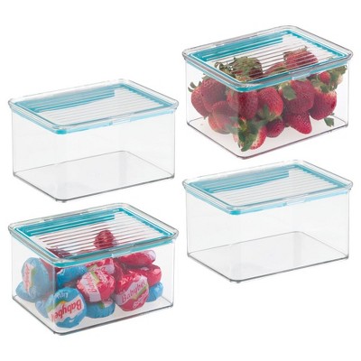 iDesign Small Food Storage Box with Airtight Seal - Set of 4 - Clear