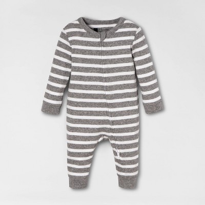 Baby Striped 100% Cotton Matching Family Union Suit - Gray 3-6M