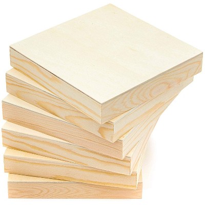 Bright Creations 6 Pack 5"x5" Unfinished Square Wood Paint Pouring Panel Boards for Art Craft