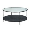 Metal 2-Piece Coffee and End Table Set with Glass Top and Lower Shelves for Living Room - 3 of 4