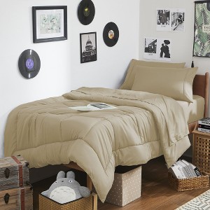 7PC Campus Ready Dorm Twin XL Bedding Bundle, Solid Comforter, Pillows and Sheet Set - 1 of 1