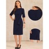 Allegra K Women's Short Sleeve Knee Length Ruched Business Work Sheath Dress - 2 of 4
