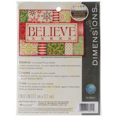 Dimensions Mini Counted Cross Stitch Kit 7"X5"-Believe (14 Count)