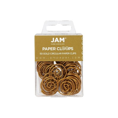 JAM Paper Colored Circular Paper Clips Round Paperclips Gold 2 Packs of 50 21832062B