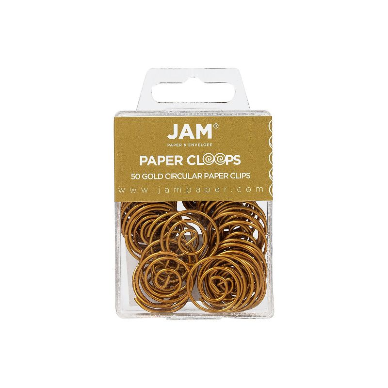 JAM Paper Colored Circular Paper Clips Round Paperclips Gold 2 Packs of 50 21832062B, 1 of 6