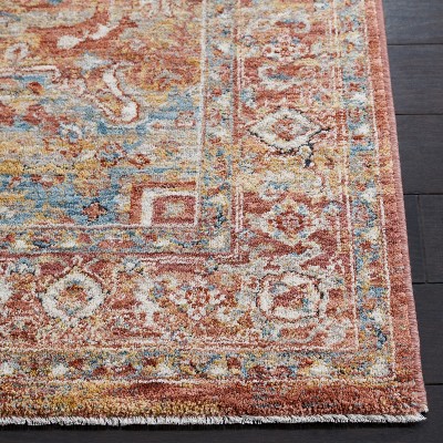 Valencia Rust and Beige Blue Hand-Knotted Synthetic Area Rug 4' x 6'