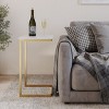 Lavish Home C-Shaped End Table - Real Marble Side Table with Gold Iron Frame for Couch, Loveseat or Bed - Modern Living Room Furniture, White - 3 of 4