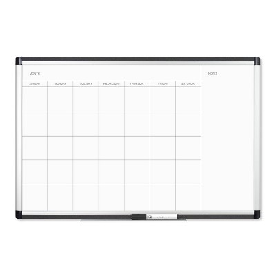 U Brands 36"x24" PINIT Magnetic Dry Erase Calendar Board Silver Aluminum Frame