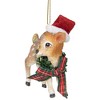 Northlight Fawn Reindeer Wearing Santa Hat Christmas Ornament - 3" - Brown and Red - 3 of 4