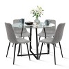 Hana + Bingo 5-Piece Round Clear Glass Dining Table Set with 4 Upholstered Chairs Black Legs - Maison Boucle - 3 of 4