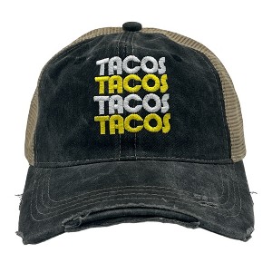 Tacos Tacos Tacos Hat Funny Retro Food Graphic Cap - Crazy Dog - 1 of 4