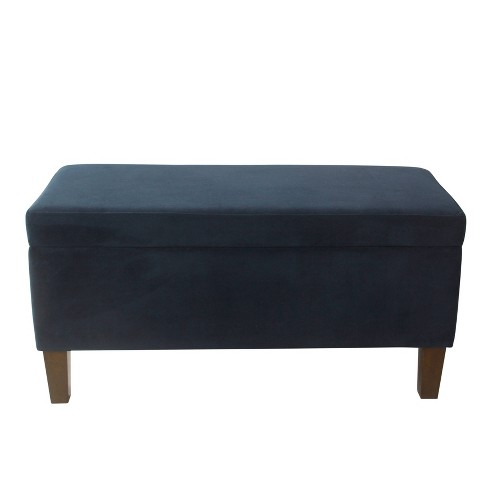 Homepop Large Textured Storage Bench Navy Upholstered Ottoman For Bedroom With Foam Cushion Target