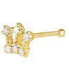 Jewelry Avalanche CZ Accented Crown 22G 14K Yellow Gold Nose Bone Nose Ring Stud - 4 of 4