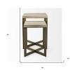 HomeRoots Set of Two Natural and Gold Solid Wood and Metal Square Cross Legs Nested Tables - 3 of 4