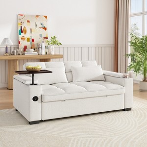 TiramisuBest 65" 3 in 1 Folding Convertible Sofa Bed, Couch Sofa with Pull out Bed, Modern Sofa with Swivel Side Table for Living Room, Black - 1 of 4