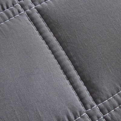 Full Size Gray Microfiber Reversible Bedspread with Down Alternative Fill