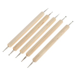 Unique Bargains Wood Pole Drilling Nail Painting Brushes Set for Home DIY Wood Color 5 Pcs - 1 of 4