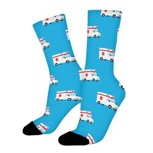Ambulance First Aid Car Women Printed Crew Socks Funny Funky Socks Soft Polyester Novelty Gifts for Artists Men - 1 of 1