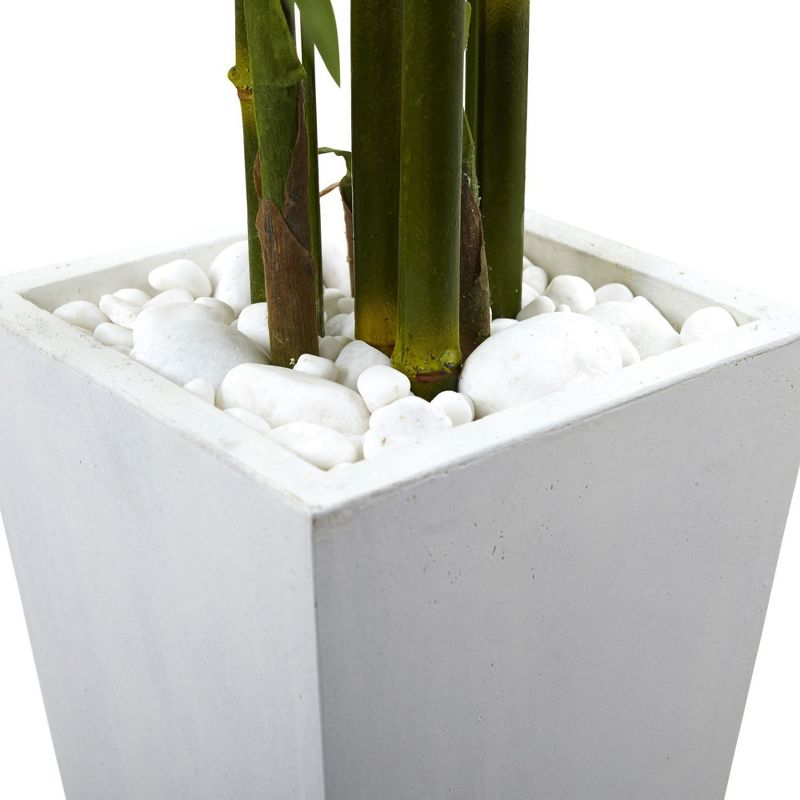 Nearly Natural Bamboo Tree with White Planter UV Resistant (Indoor/Outdoor), 4 of 5