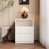 ATJafurn White Cabinet Freestanding Storage Cabinet, Floor Cabinet Nightstands With 2 Drawers For Living Room, Bed Room - 3 of 4